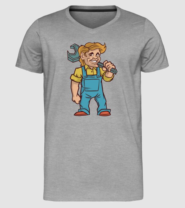 Instalator model gri pe tricou