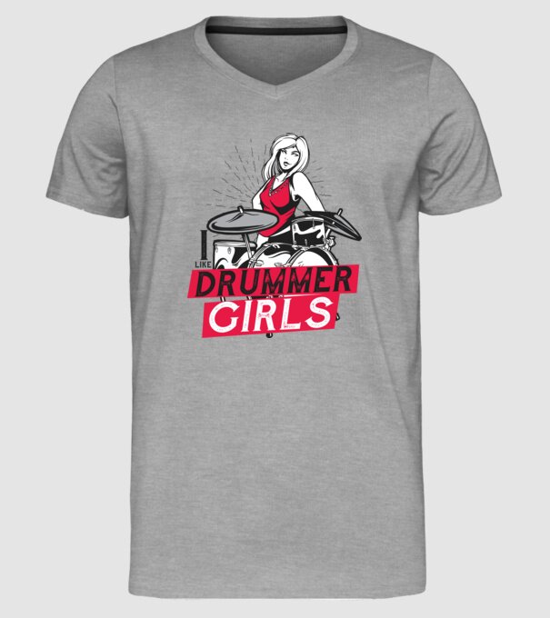Îmi plac fetele bateriste model gri pe tricou