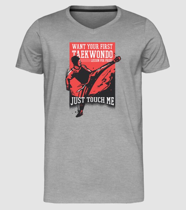 Lecție de Taekwondo model gri pe tricou