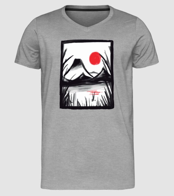 Peisaj Pictură model gri pe tricou