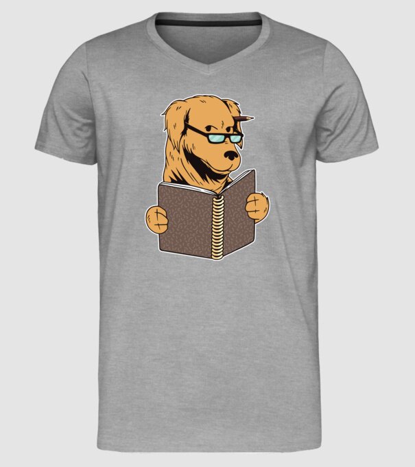 Câine Studiind model gri pe tricou