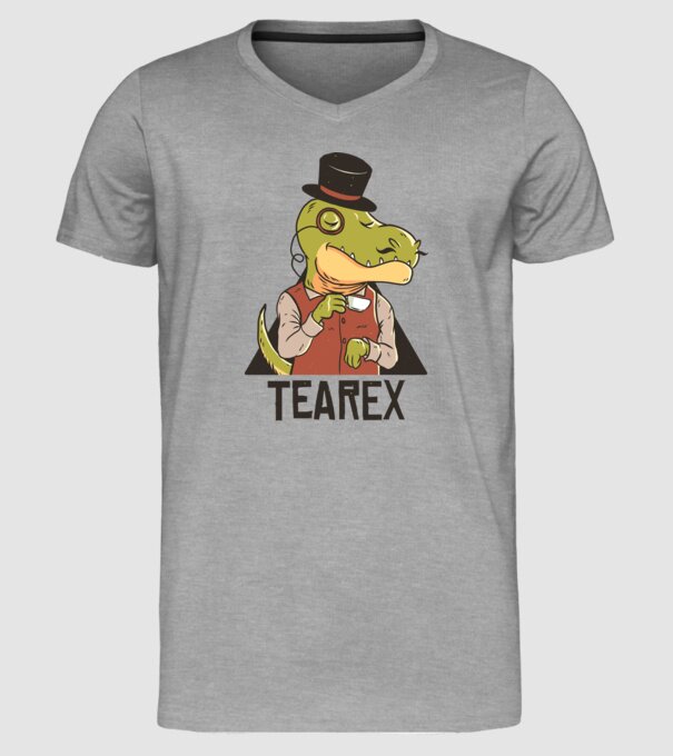 Tea Rex dinozaur cu ceai model gri pe tricou