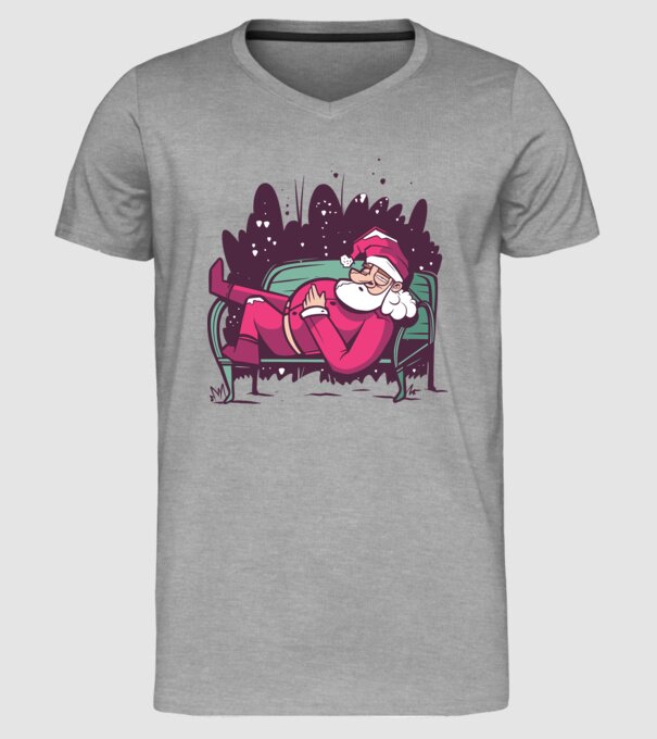 Moș Crăciun doarme model gri pe tricou