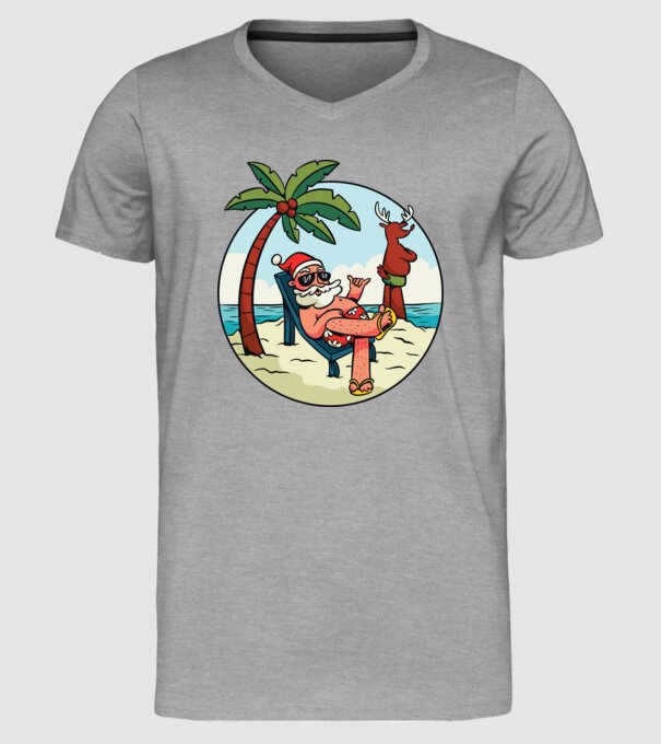 Moș Crăciun în vacanță de vară model gri pe tricou