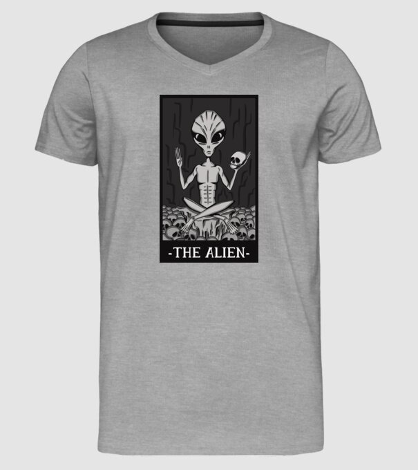 Extraterestru - Carte de tarot model gri pe tricou