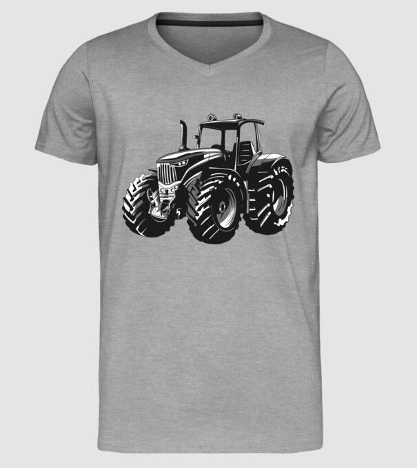 Tractor model gri pe tricou