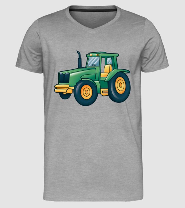 Desen Tractor model gri pe tricou