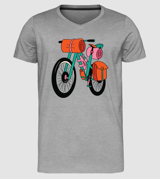 Bicicletă Drumeție model gri pe tricou
