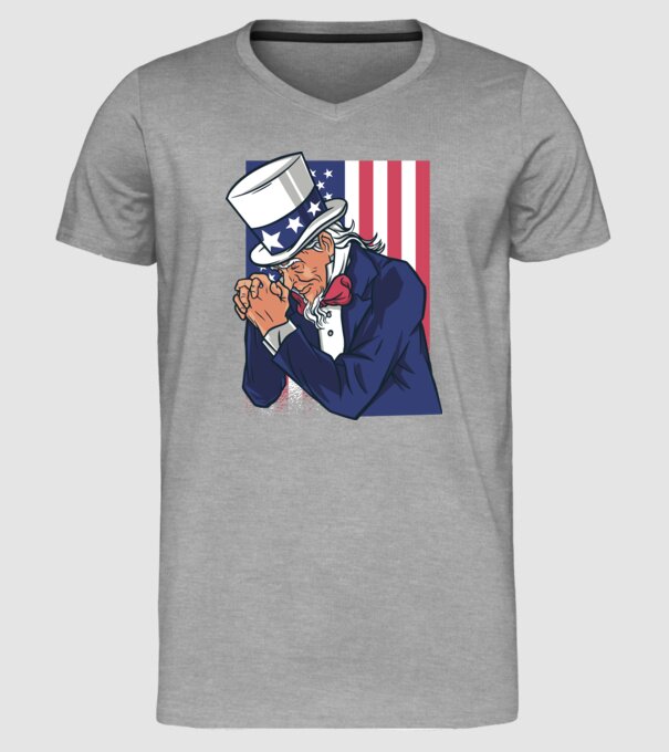 Uncle Sam se roagă model gri pe tricou