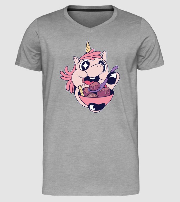 Unicorn Înghețată model gri pe tricou