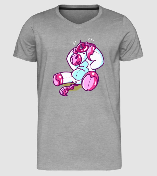 Unicorn cu inimă încornorată model gri pe tricou