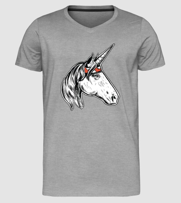 Cal Unicorn model gri pe tricou