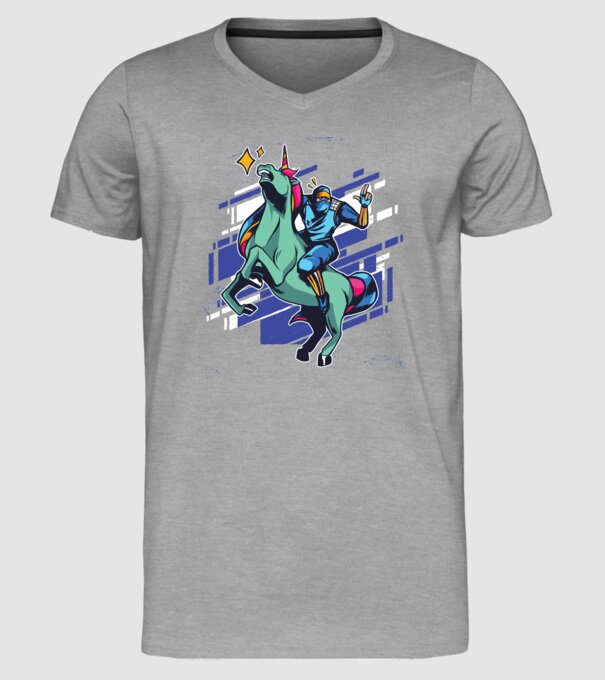 Unicorn Ninja model gri pe tricou