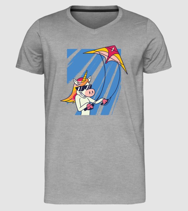 Unicorn lansează zmeie tricou drăguț model gri pe tricou