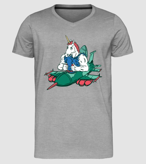 Unicorn Avion de vânătoare model gri pe tricou