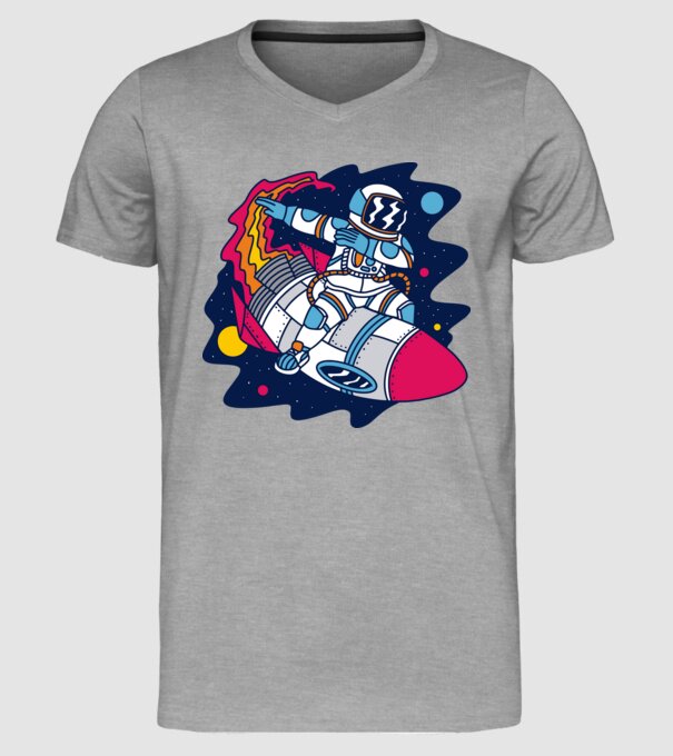 Astronaut DAB model gri pe tricou