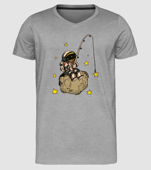 Pescar Astronaut model gri pe tricou