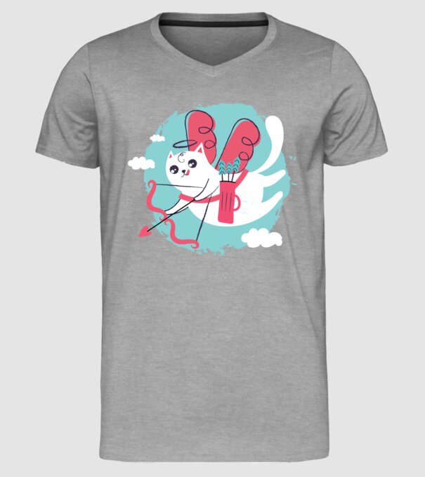 Pisică Valentin model gri pe tricou
