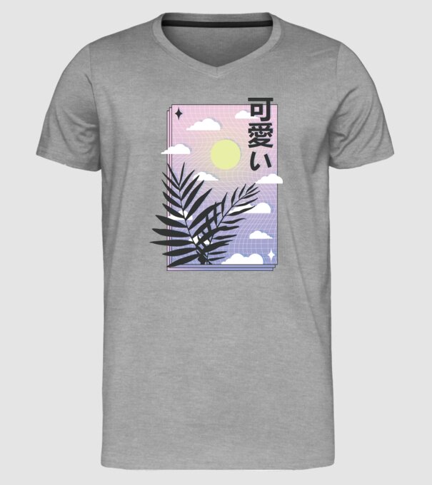 Vaporwave Val model gri pe tricou