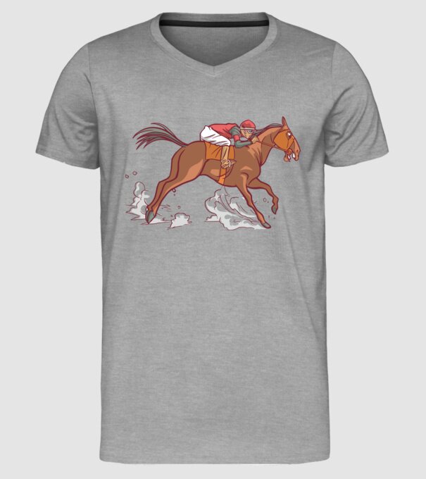 Cal de cursă Călăreț model gri pe tricou