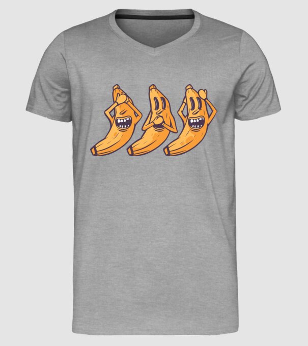 Banane amuzante - Nu vede, nu vorbește, nu aude model gri pe tricou
