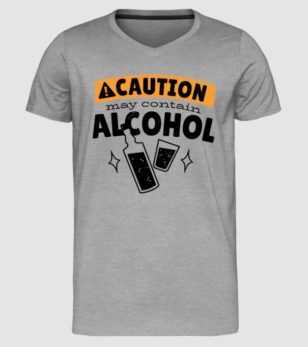 Atenție, poate conține alcool model gri pe tricou