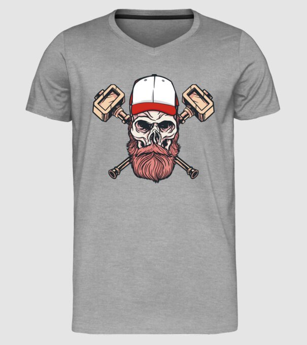 Craniu Viking model gri pe tricou