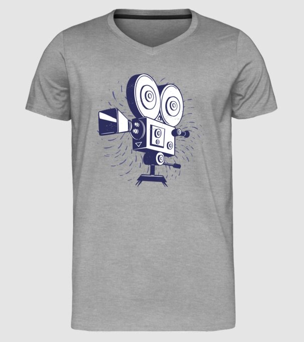 Camera video retro Vintage model gri pe tricou