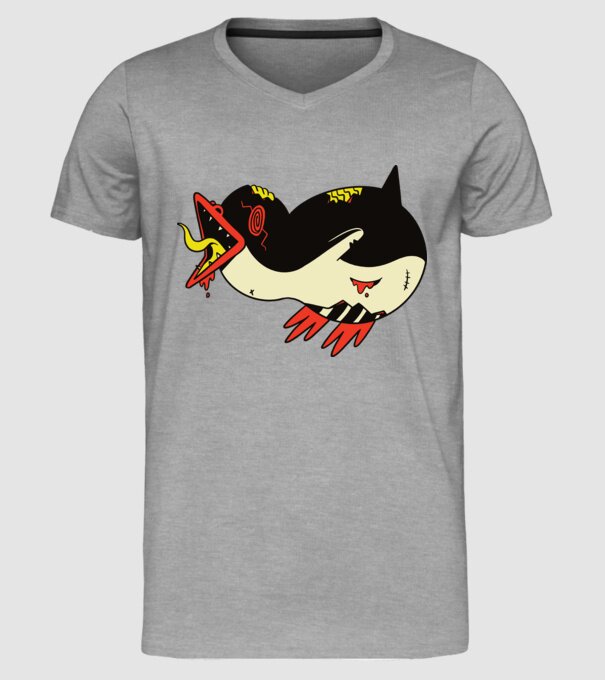 Pinguin Zombie model gri pe tricou