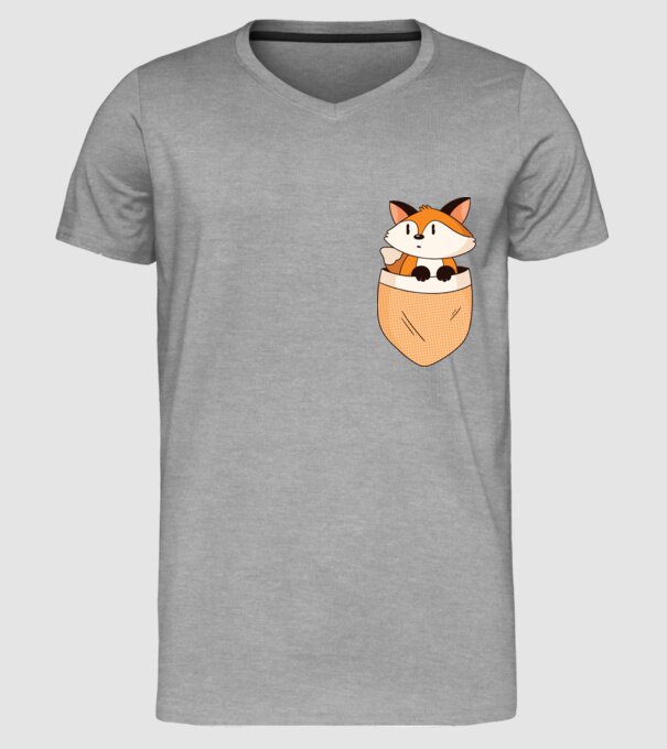 Vulpe de buzunar model gri pe tricou