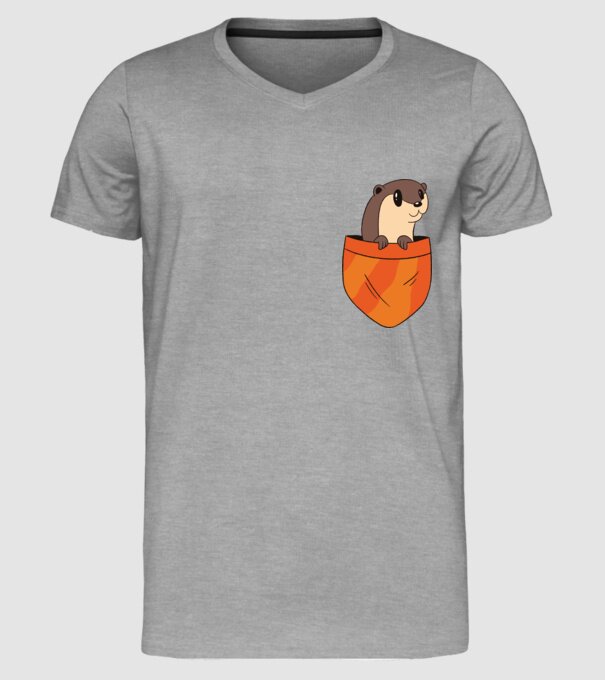 Vidra de buzunar model gri pe tricou