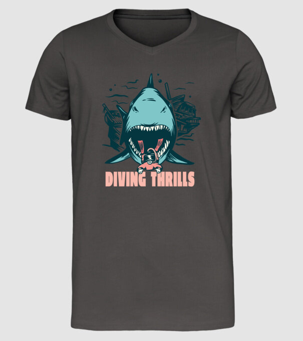 Scufundarea este periculoasă model gri închis pe tricou