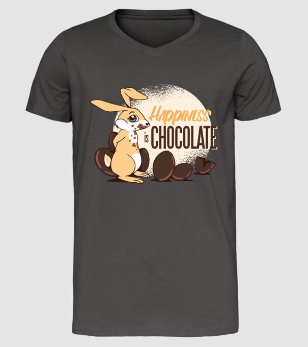 Fericirea este ciocolata model gri închis pe tricou