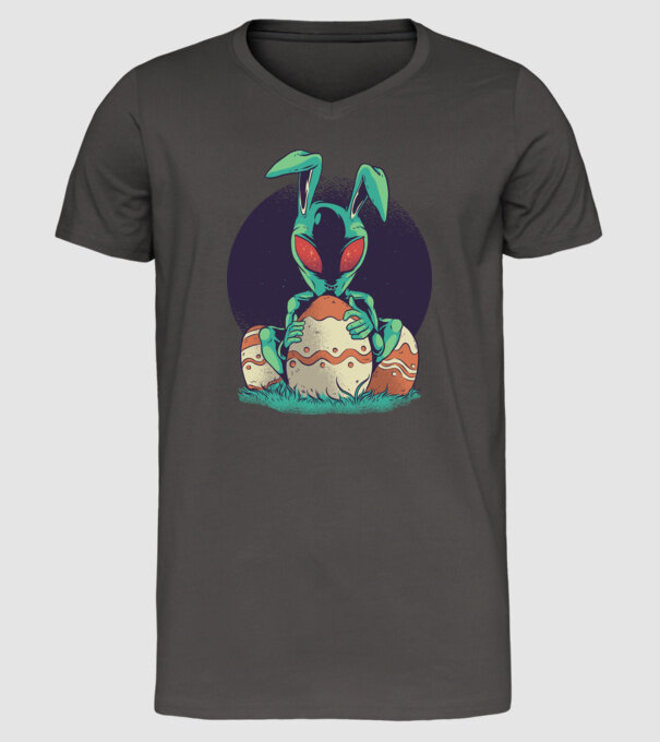 Paște Alien model gri închis pe tricou