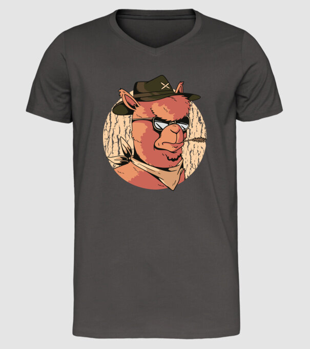 Alpaka model gri închis pe tricou