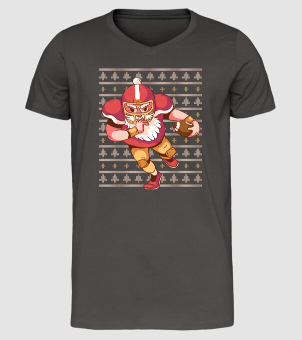 Fotbal american Moș Crăciun Touchdown Touchdown tricou Pulover urât cu model model gri închis pe tricou