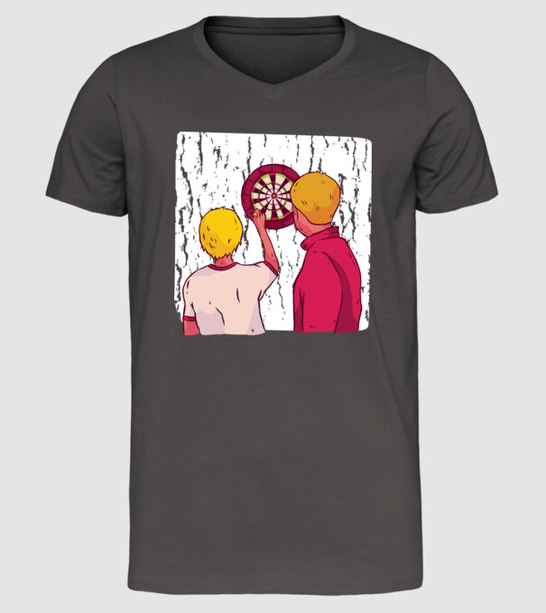 Darts Tată Fiu model gri închis pe tricou