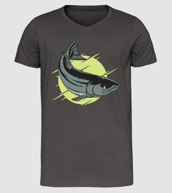 Atlantic Salmon - Somon de Marea Baltică model gri închis pe tricou