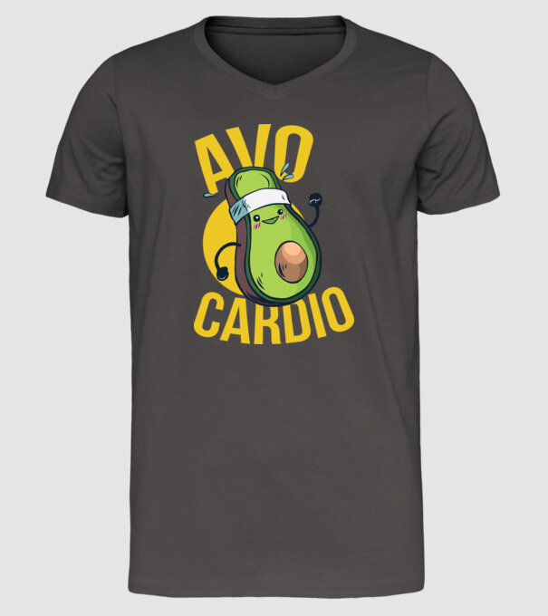 Avo Cardio Antrenament Avocado model gri închis pe tricou
