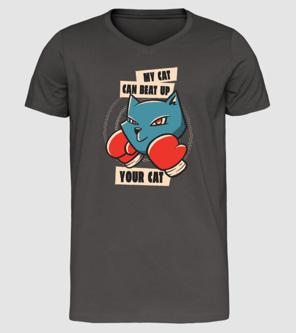 Pisicuța mea bate pisicuța ta model gri închis pe tricou