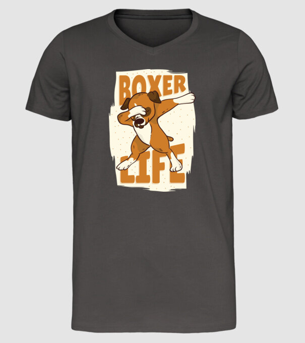 Boxer Life DAB model gri închis pe tricou