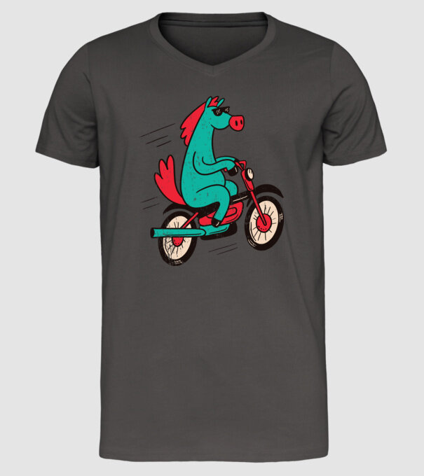 Cal cu bicicletă model gri închis pe tricou