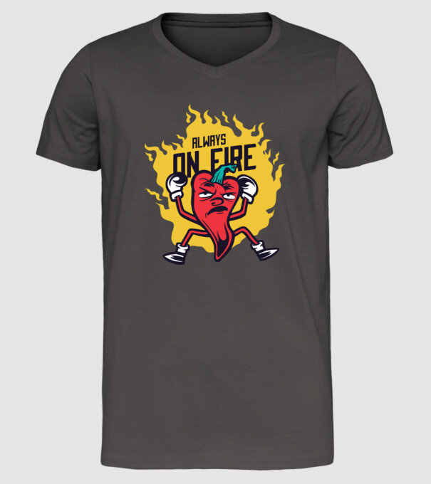Ardei Chili model gri închis pe tricou