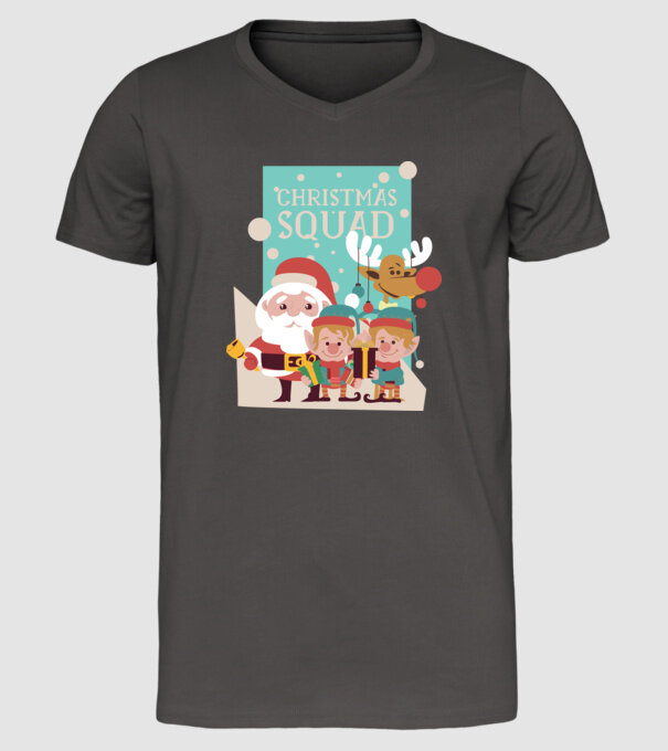 Christmas Squad Echipa de Crăciun model gri închis pe tricou