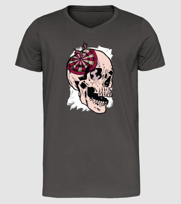 Craniu Darts model gri închis pe tricou