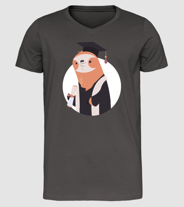 Leneș cu diplomă pentru absolvire model gri închis pe tricou