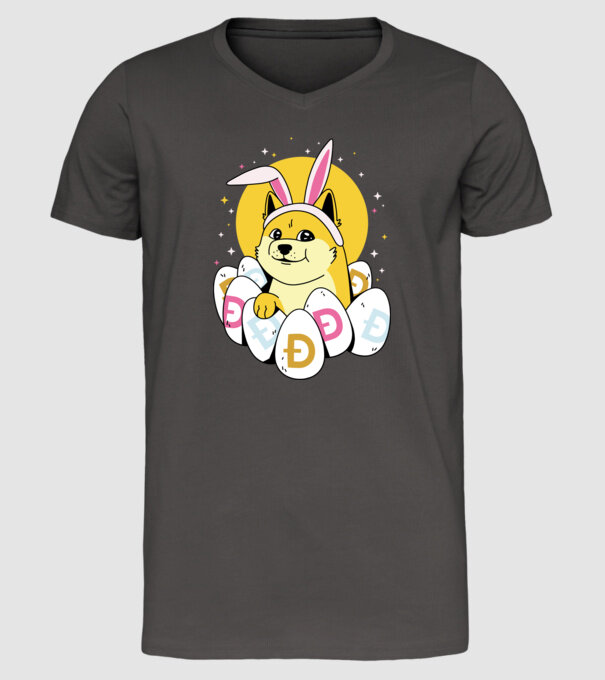 Dogecoin Paște model gri închis pe tricou