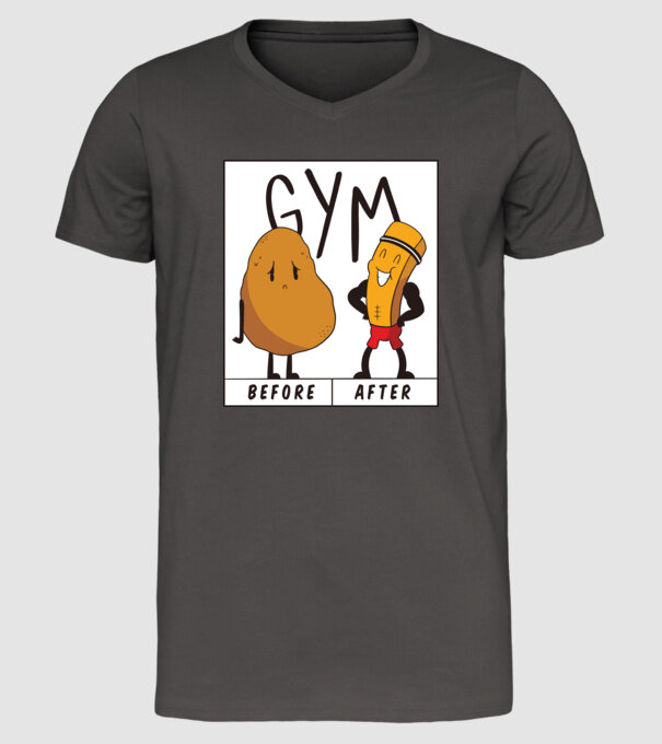 Înainte de antrenament, După antrenament model gri închis pe tricou