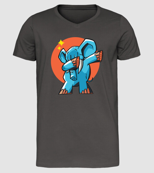 Elefant DAB model gri închis pe tricou