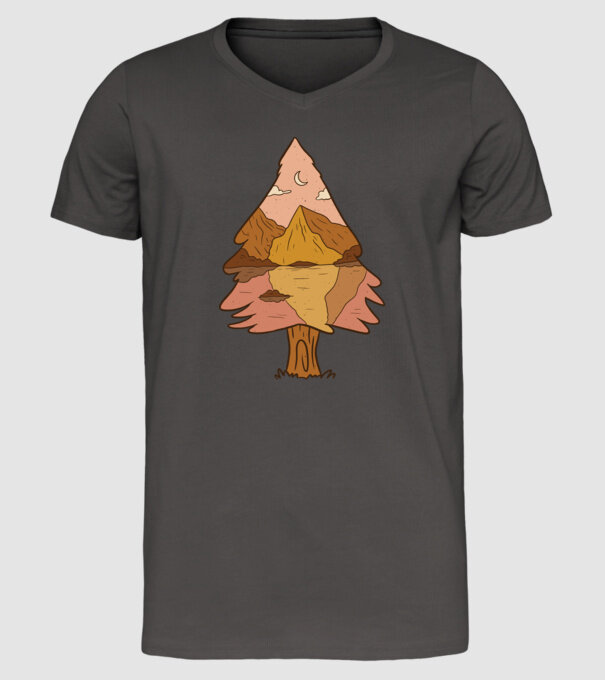 Brad Natură model gri închis pe tricou